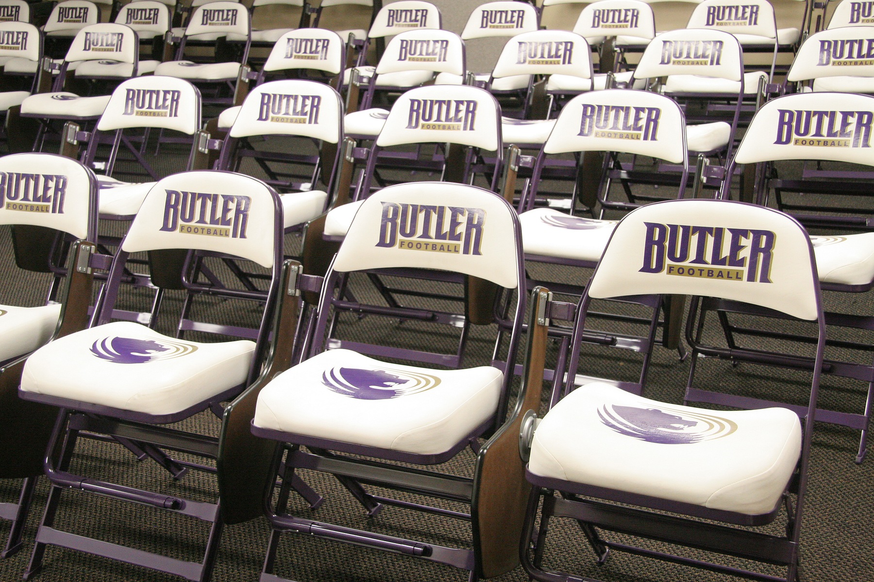 Padded football chairs for players for team meetings