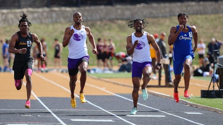 Andre Morrison posted the No. 1 100m time in the NJCAA this season and took first at the meet, running 10.17. The time was also a meet record.